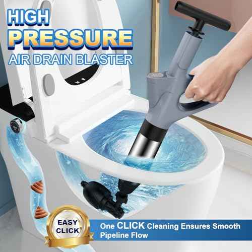 Toilet Plunger, High Pressure Toilet Plunger,Toilet Auger Air Drain Blaster with Real-Time, Heavy Duty Plunger for Bathroom and Plumbing Clogs (Grey)