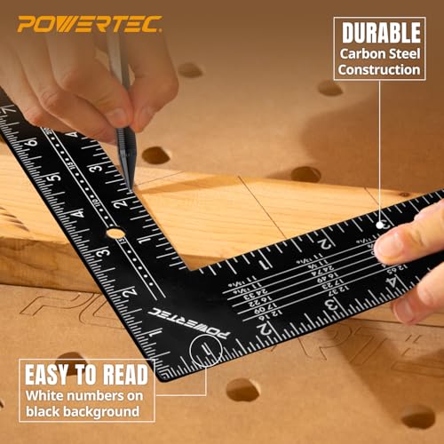 POWERTEC Framing Square, 16 x 24 Inch Steel Carpenter Square with