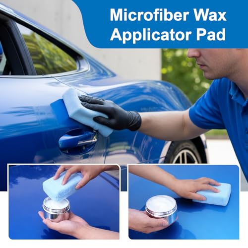 8 Pack Microfiber Applicator Pads, 5 x 3 Inches Thickened Car Wash Sponge, Premium Cleaning Sponges Foam Wax Applicator Pads for Car Detailing, Waxing, Polishing