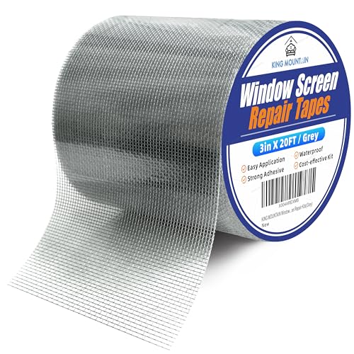 KING MOUNTAIN Gray Window Screen Repair Tape 3in x 20ft Heavy Duty Waterproof Patch Kit