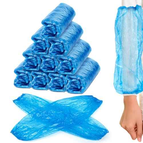 Disposable Arm Sleeves Covers - 100 Pcs Plastic Sleeve Protectors for Arms Waterproof Oilproof Disposable Oversleeves Covers for Painting, Cleaning, Repairing, Tattooing, Cooking