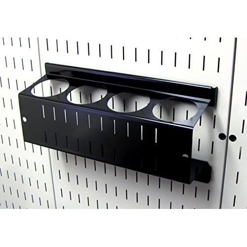 Wall Control Pegboard Spray Can Holder Bracket and Aerosol Can Organizer Pegboard and Slotted Tool Board - Black