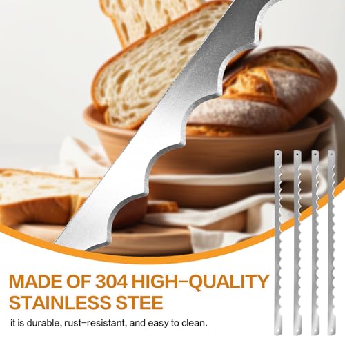 AAEJE 36 Pcs Bow Bread Knife Blades Replacement Set with 80 Screws, Screwdriver & Safety Guard, 10.8" Stainless Steel Serrated Blades