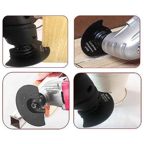 7pcs Semi Circular Oscillating Saw Blades for Cutting Wood Plastic Soft Metal, 3-1/2 Inch (88mm) Oscillating Multitool Quick Release Saw Blades Fit Most of Oscillating Tool