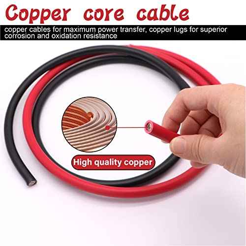 4 AWG Gauge Black Red Battery Power Tinned Copper Flexible Welding Cable Wire Marine Grade Boat Inverter 3 1/4 Feet with 3:1 Heat Shrink Tube and Lugs Terminal Connectors
