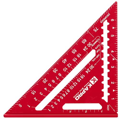 Kapro 446 Hi-Def 7 Inch Anodized Rafter Square - Red, Includes Conversion Table