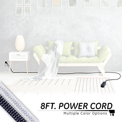 GE 3-Outlet Braided Power Strip Extension Cord - 8 Ft Black Chevron