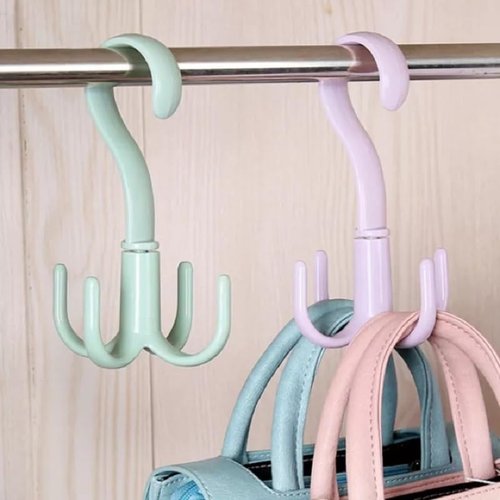 1pc 360° Rotatable 4-Claw Hook–Heavy Duty Hanger for Bags, Ties, Hats, Belts,Space Saving Closet Organizer for Men & Women