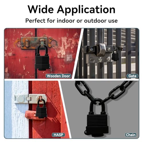Heavy Duty Weatherproof Steel Chain Lock with Padlock for Bike Fence Gate Outdoor