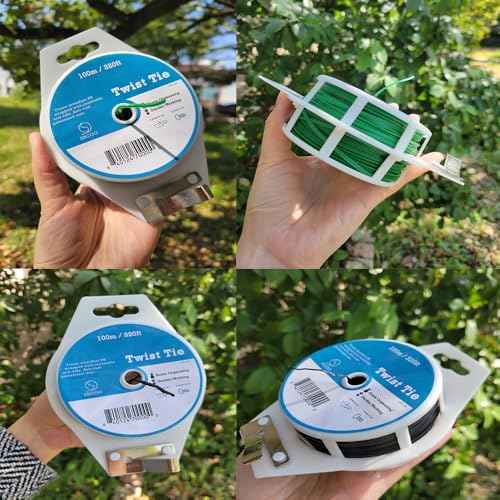 320ft (100m) Garden Plant Twist Ties PE-Coated Plant Ties with Cutter Reusable for Gardening Plants Growth and Care, Tomatoes Vines,Flowers Climbing,Office Home Cable Organization (Black)
