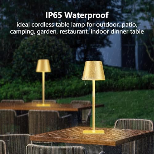 Yogaret Gold Rechargeable Cordless Table Lamp 2 Pack - Waterproof & Dimmable
