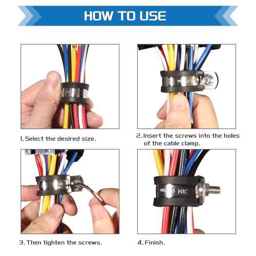 7Sizes 304 Stainless Steel Cable Clamps Assortment Kit 1/4" 5/16" 3/8" 1/2" 5/8" 3/4" 1" Cushion Cable Clamp Rubber Coated Wire Clip Pipe Clamp