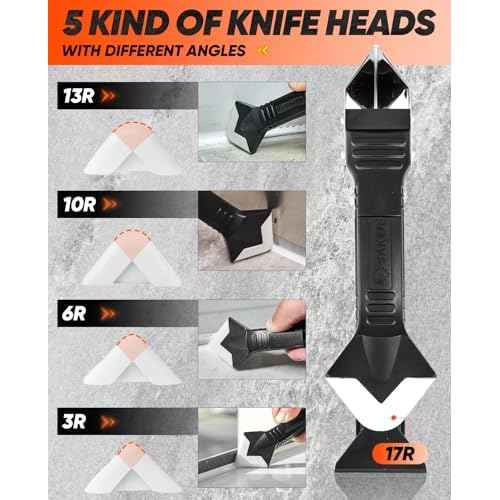 Saker Silicone Caulking Tools-3 in 1 Sealant Finishing Tool Grout Remove Scraper (Stainless Steelhead),Caulk Remover Glass Glue Angle Scraper for Bathroom,Kitchen,Floor,Window,Sink Joint,Frames Seal