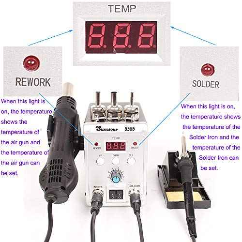 8586 700W 2 in 1 SMD Rework Soldering Station LED Digital Display Hot Air Gun Solder Iron 110V US Plug ESD Welding Repair Tools
