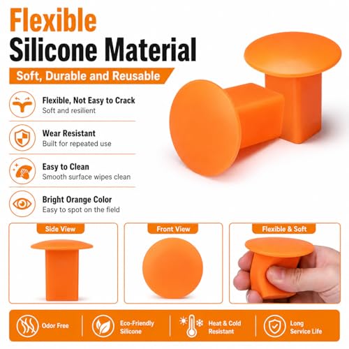 Orange Baseball Base Plugs 8 Pack - Field Anchors for Softball & Baseball