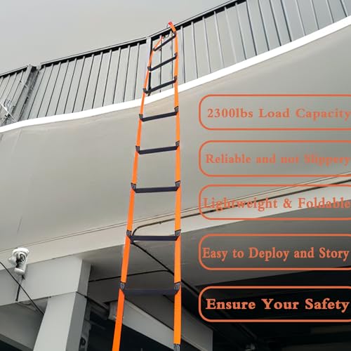 16 Feet Fire Escape Ladder Emergency Fire Ladder for 2-3 Story Homes Reusable Portable Safety Ladders for Windows, Balconies and Sailboats, Kayaks and More