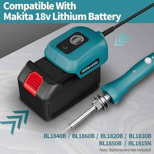 Cordless Soldering Iron Kit for Makita 18v Battery,Portable 60W Soldering Iron Station Kit with Electric Charge Display with 5pcs Tips,Solders Wire and Rosin,for DIY,Repair(Battery Not Included)