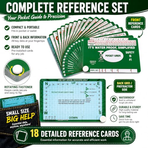 Pipefitter Pocket Reference Cards, Waterproof Charts & Formulas