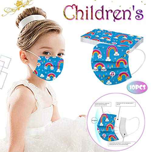 50Pcs Kids Face Mask Childrens 3 Ply Non-Woven Protective Breathable Kids Face Mask for Boys Girls Outdoor School