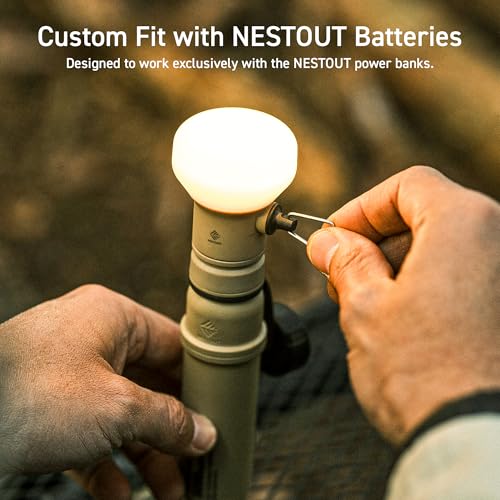 Elecom NESTOUT Beige Outdoor Camping LED Lantern with Tripod, Dimmable USB Light, IP44 Waterproof, 10-350 Lumens