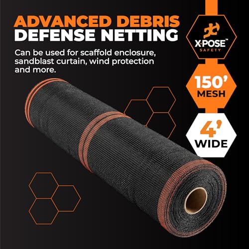 Xpose Safety Construction Safety Netting Black 4' x 150' 1/4" Mesh Debris Barrier