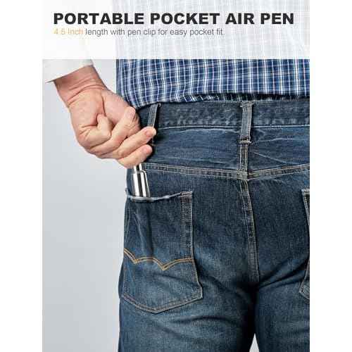 2-Packs Adjustable Pocket Air Blow Gun, Industrial Style "M" 1/4 Inches Quick Plug, 150 PSI Max Portable Air Blower Pen for Dust Cleaning