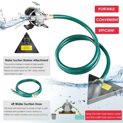 KITLUCK 1/10HP Electric Water Transfer Pump 330GPH with 6ft Suction Hose