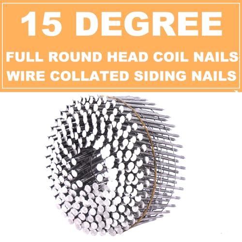 Stainless Steel 2 Inch 15-Degree Siding Nails - BHTOP Coil Nails 3600 Pcs