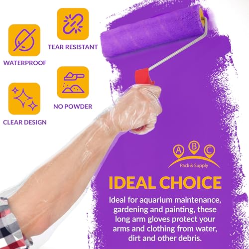 Disposable Elbow Gloves, 22 Inch Long. Clear Disposable Elbow Length Gloves for Food Handling, 1.1 mil HDPE
