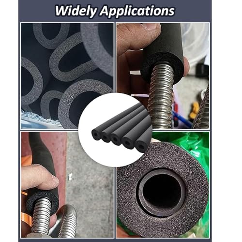 Lhazemu 1" x 3/8" Foam Pipe Insulation Tubing - Black, 6ft, for Guitar, HVAC, & Sports