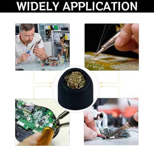 Kaisiking Soldering Iron Tip Cleaner 3Pcs Soft Coiled Brass Tip Cleaner with Silicone Holder Non-slip Solder Tip Cleaners, No Water Needed, Black