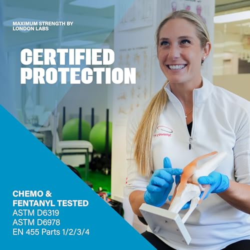 London Labs Synsafe 4 Mil Blue Nitrile Exam Gloves 1000 Count Medium - Latex & Powder Free, Extra Strong Disposable Gloves