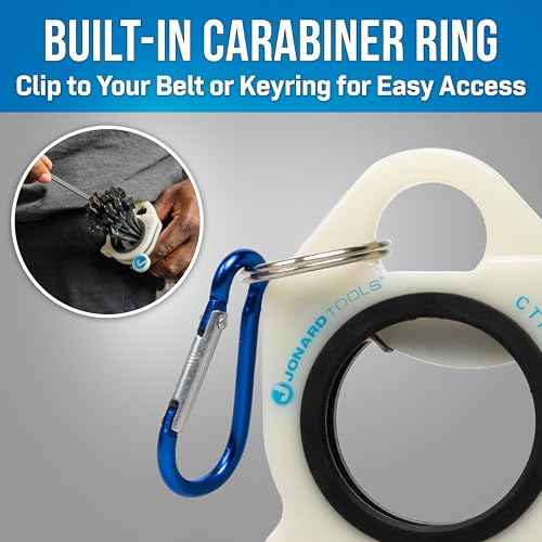 Jonard Tools CTH-15 Cable Tie Holder, 1.5"- Cable Tie Holder with Spring-Loaded Design, Glow-in-the-Dark, Includes Carabiner, Rubber Ring, Fits 4"-24" Zip Ties and Cable Ties