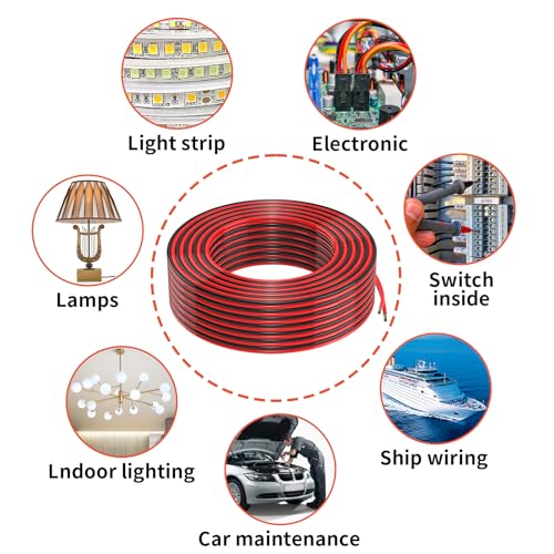 30FT 18 Gauge Electrical Wire Kit - Red & Black Low Voltage CCA Copper Clad Aluminum for Car, LED, Lighting