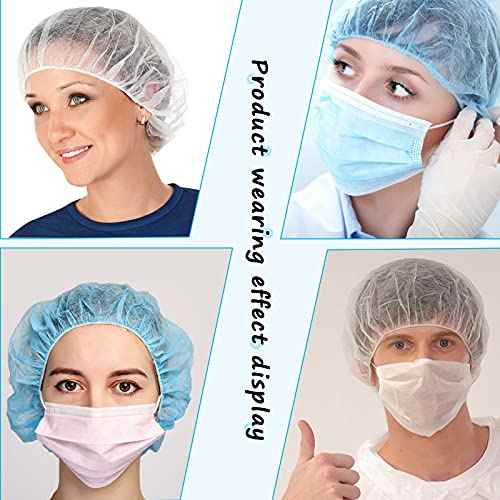 Disposable Bouffant Caps, 21inches Hair Net, Elastic Dust Cap for Food Service, Sleeping Head Cover (White)