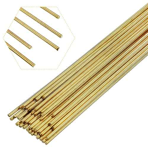 Moxweyeni 40 Pcs Brass Rods 1.5 mm 2 mm Brass Welding Brazing Rods Copper Alloy Solid for DIY Craft Drift Punches Knife Handle Lathe(1.5 mm)