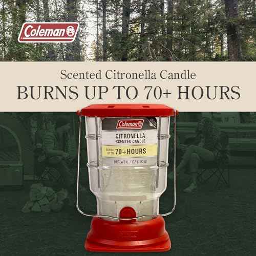 Coleman 70+ Hour Citronella Candle Outdoor Lantern, Classic Design with Easy Carry and Hang Handle, Extended Burn Time for Camping, Picnics, and Patio Ambiance, 6.7 oz, Red