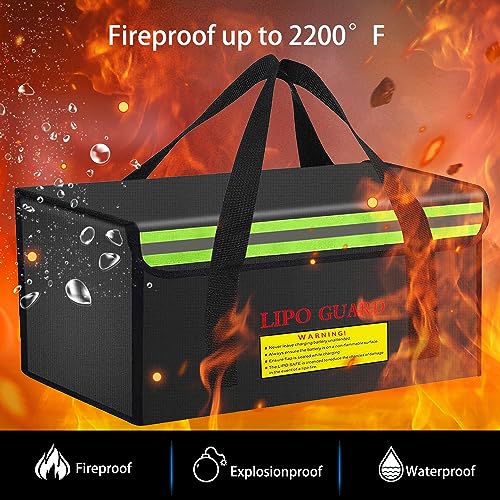 450 * 250 * 250mm Ebike Battery Safe Bag Fireproof Charging Lipo Bag Large Capatity for Lipo Battery Pack Storage Charging Transport, Home Office Travel Fireproof Safe Storage Pouch