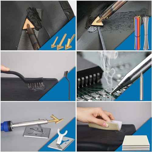 130W Plastic Welder Kit Deluxe,3-in-1 Plastic Welder Soldering Iron Kit,Professional Surface Repair Tool for Car Bumper with 5 Welding Tips,for Car Bumper Dashboard Kayak Repairs (Blue)