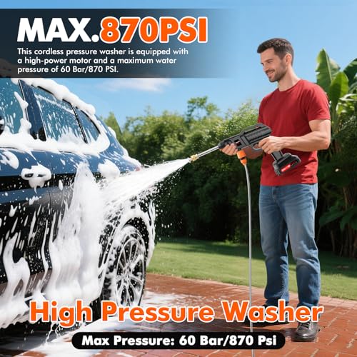 Hocamel RED Cordless Portable Handheld Washer with Foam Pot & Water Spray