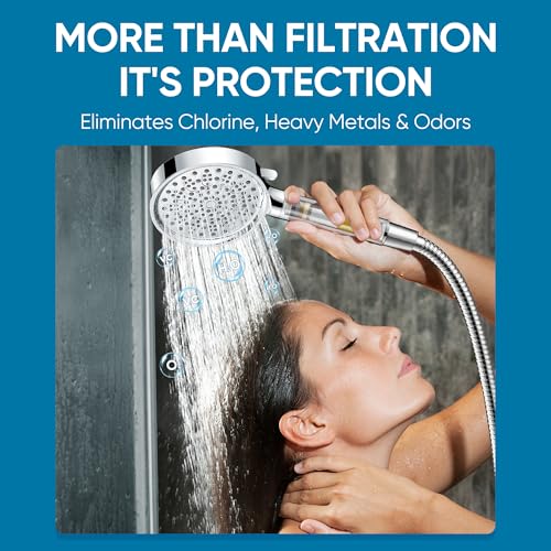 Cobbe Chrome Round Handheld Shower Head with Water Softener Filter - Hard Water Filter Showerhead