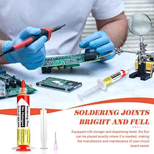 Treela 4 Set 8341 No Clean Solder Flux Paste 10cc Tacky Solder Flux Syringe 40ml Pneumatic Dispenser with Plunger and Dispensing Tip for Electronics Soldering PCB IC Cellphone CPU LED Bga Repairing