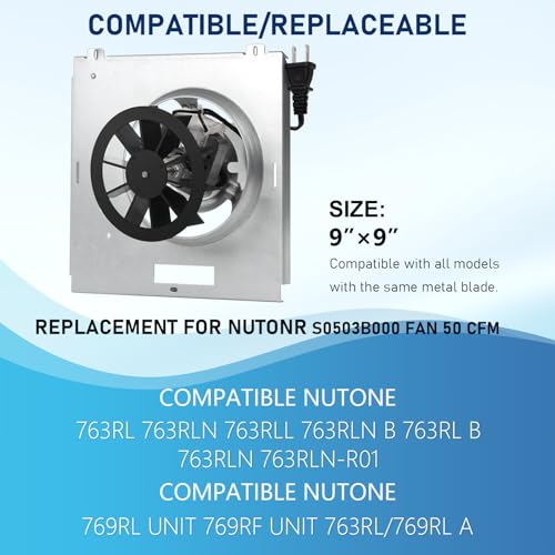 Motoasis 50CFM Bathroom Fan Motor Replacement for Nutone 763RLN Series - Upgrade