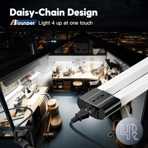 Black 4ft Linkable LED Shop Light 6500K, 40W Garage Lighting - BBOUNDER
