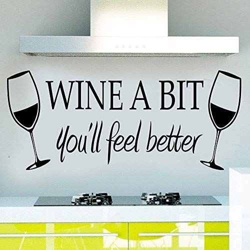 Blinggo WINE A BIT you'll feel better Quote Letter Wall Sticker Decal Home Arts Dinning Kitchen Lounge Decor Wall Decoration