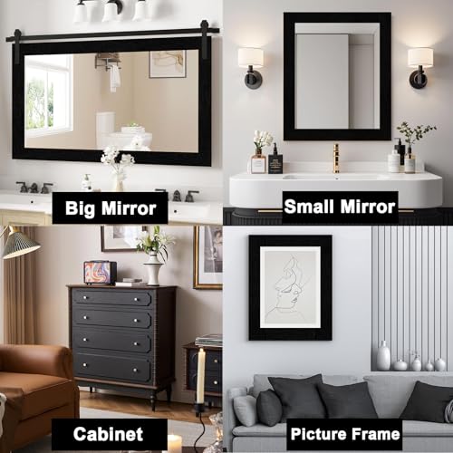 Alened 10M Black Mirror Border Peel & Stick Wood Grain Wallpaper Border - 2''X393''