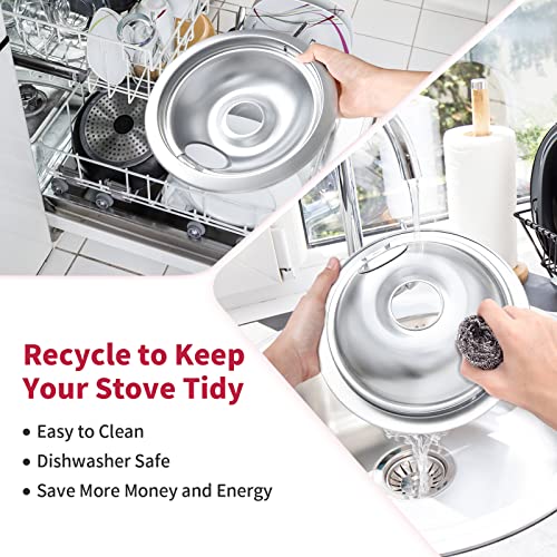 COZZIVITA Frigidaire/Kenmore Chrome 4-Pack 6in & 8in Stove Drip Pans for Electric Range