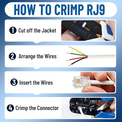 Uvital RJ11 6P4C Telephone Plugs 100 Pack - Replacement Modular Connectors