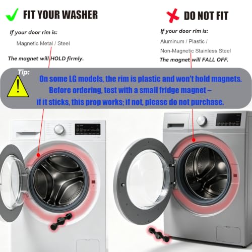 PCTC Magnetic Door Prop for Front Load Washer (Gray) – 360° Adjustable, Non-Slip