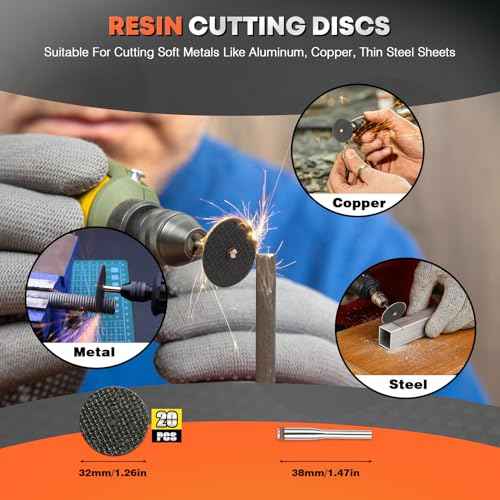 DIYSELF 54pcs Rotary Tool Cutting Discs Set, HSS Circular Saw Blades, 545 Diamond Cutting Wheels, Resin Cutting Discs, Sanding Discs, Rotary tool accessories for Cutting Wood Plastic Stone Glass Metal
